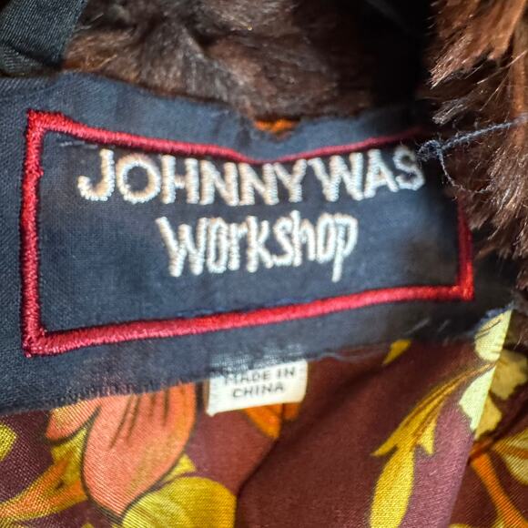 Johnny Was Brown Cheetah Print Faux Fur Zip Up Bomber Jacket Small - Picture 9 of 11